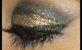 look:glitter gold-purple eye make up tutorial