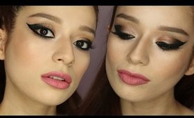 Neutral Glitter Ombre Dramatic Cat Eye Tutorial