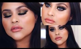 Olive Green Smokey eye + Peach glossy lips FALL 2015