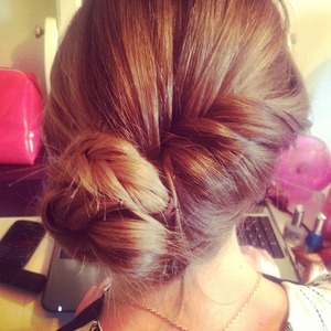 French fishtail braid with a fish tail braid rolled into a bun, simple but effective