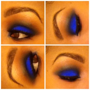 Smokey eye using blue pigment from coastal scents faded our with black and orange.