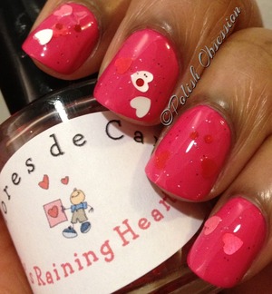 Pink, white and red heart glitter.