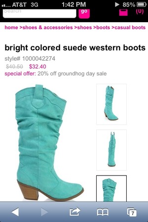 These suede blue colored boots can add a pop if color to any day or outfit.