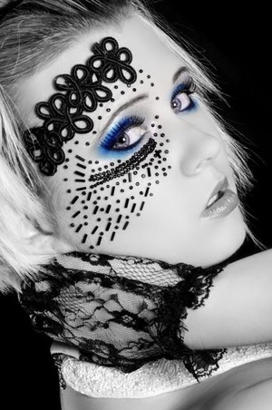I created this look using beads and other textures and also makeup. I found an image and adapted to my own take on it and created this. 