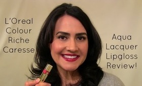 L'OREAL COLOUR RICHE CARESSE AQUA LACQUER LIPGLOSS REVIEW (YSL DUPE)