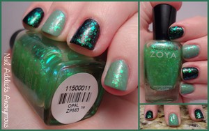 Zoya - Fleck Effects Collection - Opal
Over Zoya's Bevin (True Collection) and China Glaze's Liquid Leather
http://nailaddictsanonymous.blogspot.com/
