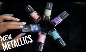 *NEW* SUGAR TIP TAC TOE METALLICS SWATCHES & Unicorn Metallic Gradient NAILART | Stacey Castanha