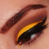 Bright yellow with thick winged liner :)