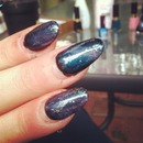 galaxy/space nails  (stiletto shape acrylics) 
