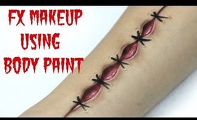 FX Makeup using Body Paint: Wound with Stitches
