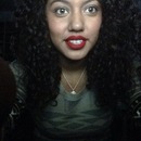 Red Lips, "Nude" Eyes, Curly Hair