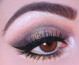 Using BFTE Cosmetics in Canyon, 24K and Gable. Also used NYX black liquid liner & jumbo pencil in milk, ELF nude primer, Urban Decay in Polyester Bride, Jordana white pencil liner and Hard Candy gold glitter liner in Dream Girl.
www.facebook.com/mostbabealicious